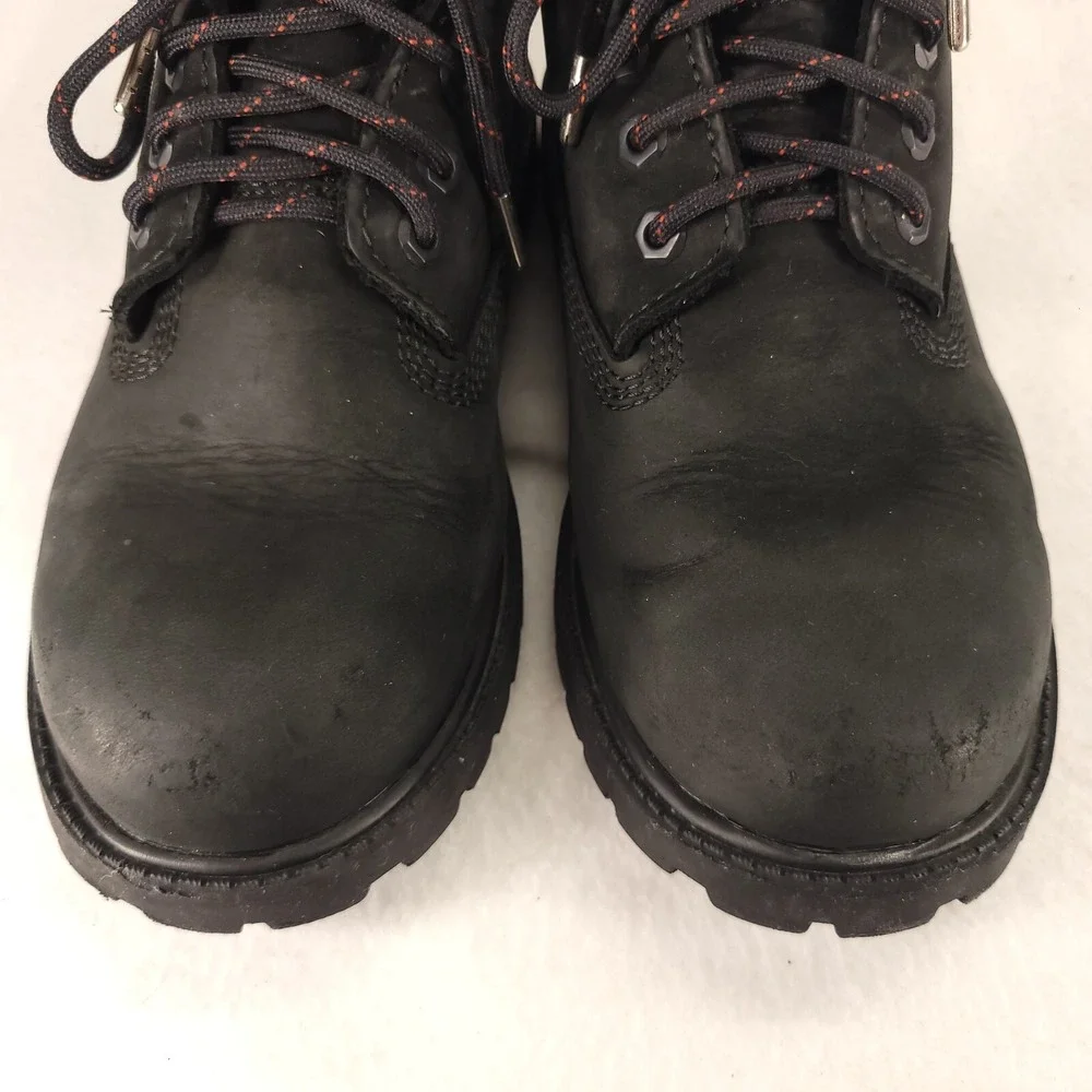 Timberland Boots Youth 3M 6-Inch Waterproof Black Leather Lace Up Insulated